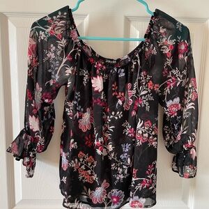 Express - Black - Floral - Blouse - Top - XS